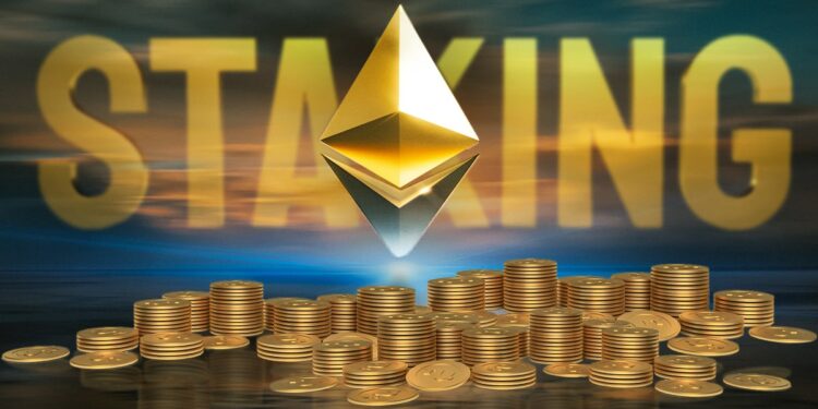 monedas apiladas bajo logo de Ethereum con "satking" en el fondo