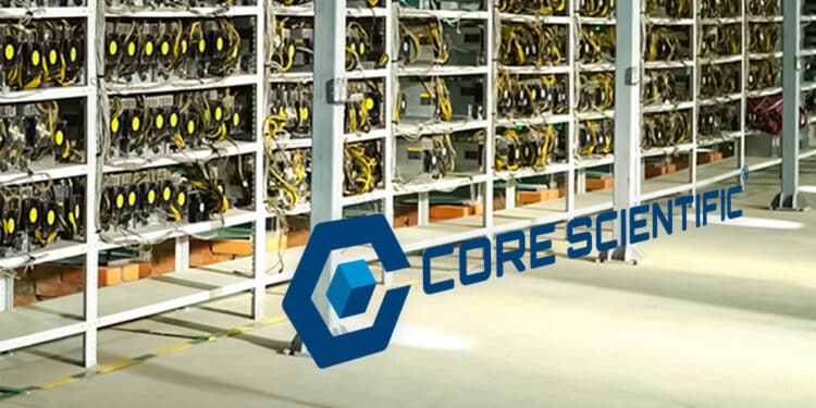 Granja de mineria con logo de core scientific
