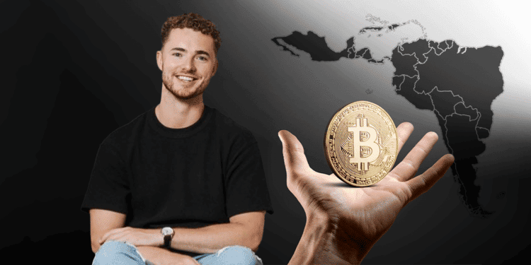Dan Westgarth junto a bitcoin y mapa de Latinoamérica.