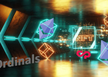 Logo de Ordinals, counterparty y ethereum junto a NFT.