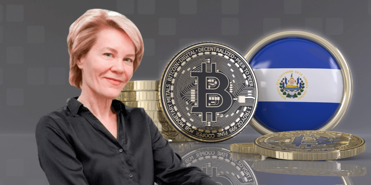 Stacy Herbert, bitcoin y bandera de El Salvador.