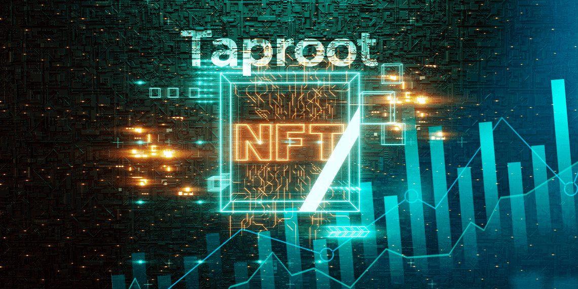 cuadro digital de NFT con Taproot en el fondo