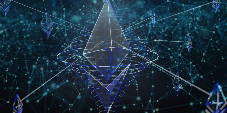 logo de ethereum interconectado con nodos en red