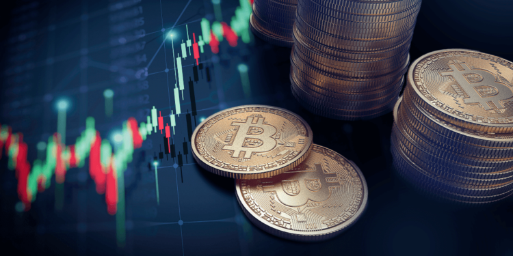Gráfico de mercado y bitcoin.