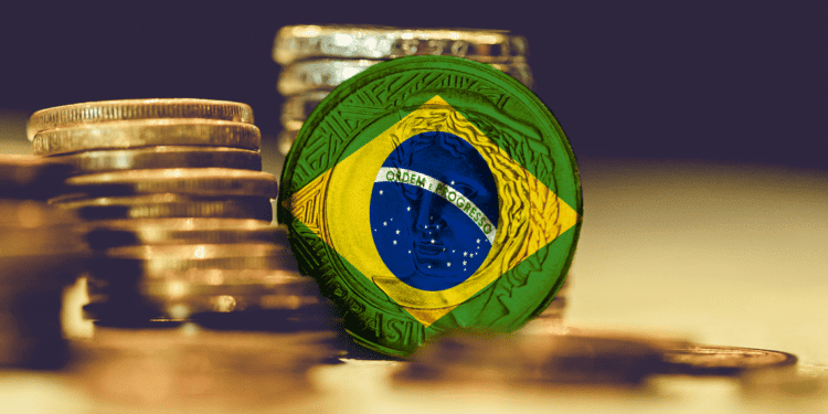 Euro digital con bandera de Brasil.