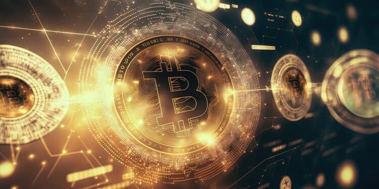 monedas de bitcoin en movimiento