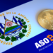 Bandera de El Salvador junto a bitcoin y logo de asobitcoin