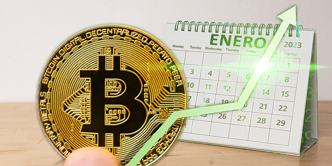 Bitcoin con calendario de enero.