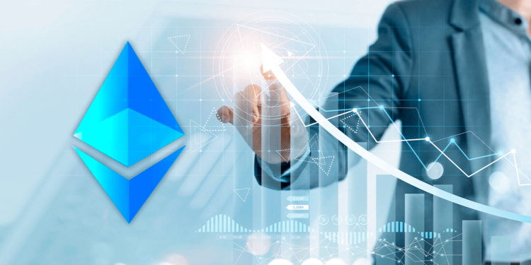 Ethereum junto a gráfico de crecimiento.