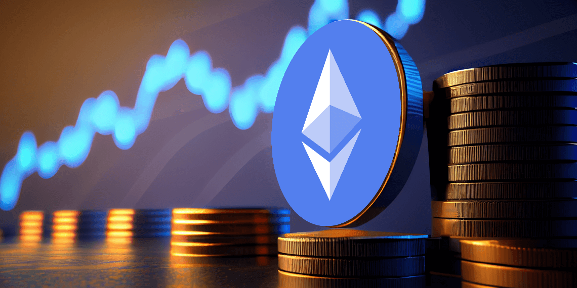 Ethereum junto a monedas y gráficos