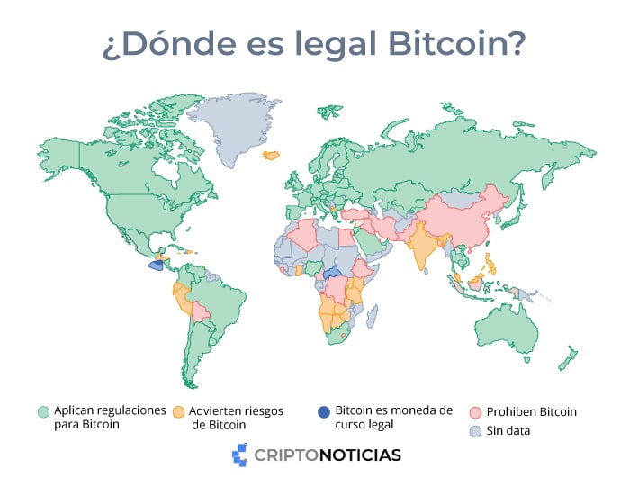 países donde bitcoin adquiere distintos niveles de legalidad