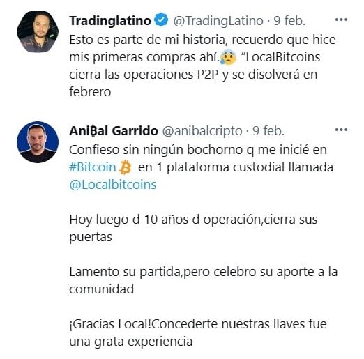 personalidades de la comunidad de las criptomonedas comentaron sobre el cierre de localbitcoins