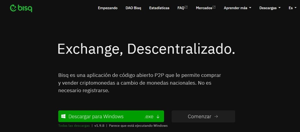 portada del exchange descentralizado bisq