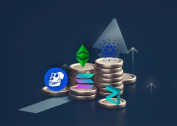 criptomonedas apecoin cardano solana ziquili ethereum classic con flechas en alza