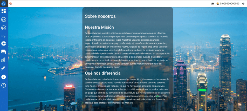 Sección ‘sobre nosotros’ de LocalMonero