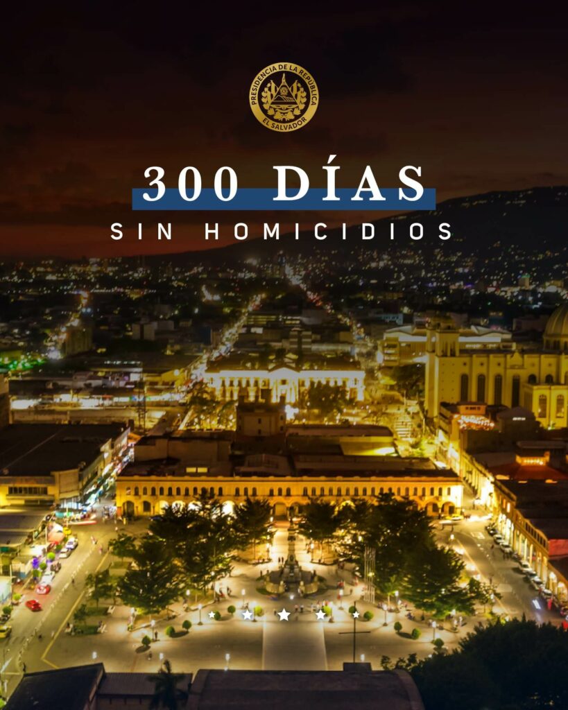 "300 días sin homicidios" anunció Nayib Bukele en su twitter.