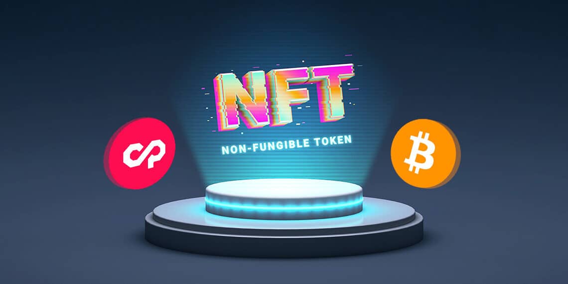 Logo de Counterparty, bitcoin y NFT.