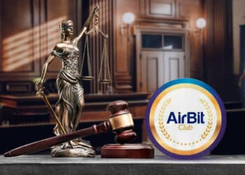 Tribunal con logo de AirBit Club.