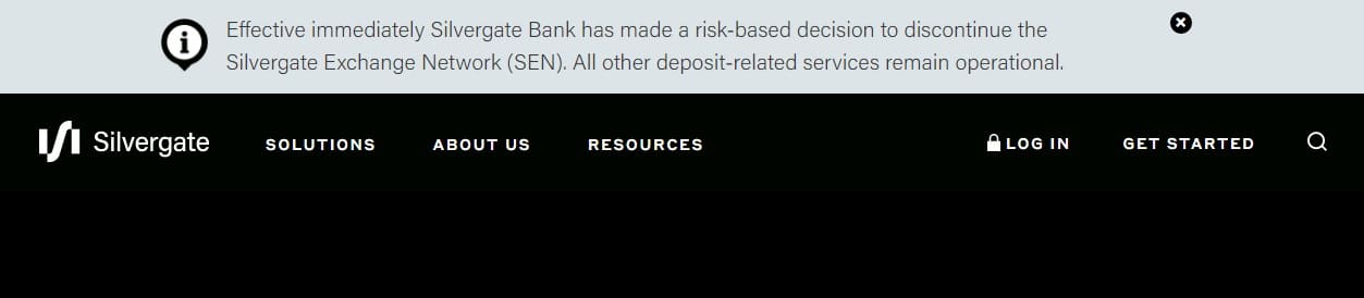 Con efecto inmediato, Silvergate Bank ha tomado una decisión basada en el riesgo: descontinuar Silvergate Exchange Network (SEN). Todos los demás servicios relacionados con los depósitos siguen operativos