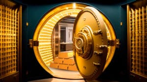 Bóveda de banco central con oro.