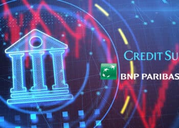 Banco junto a logo de credit suisse y BNP Paribas.