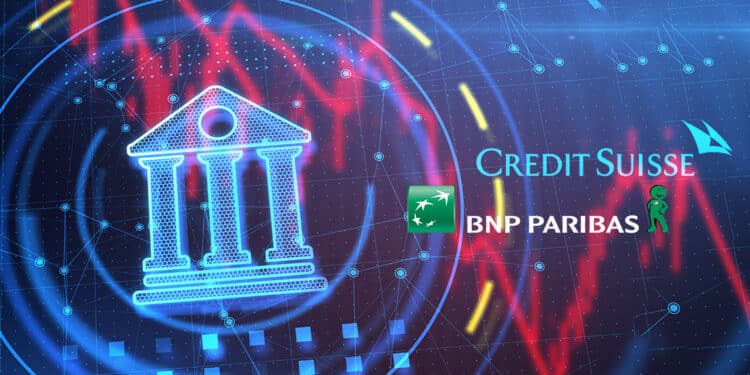 Banco junto a logo de credit suisse y BNP Paribas.