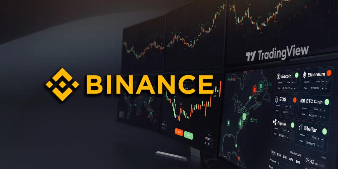 Binance y su interfaz con logo de Tradingview.