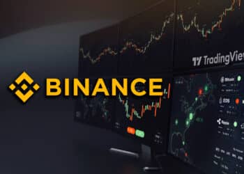 Binance y su interfaz con logo de Tradingview.