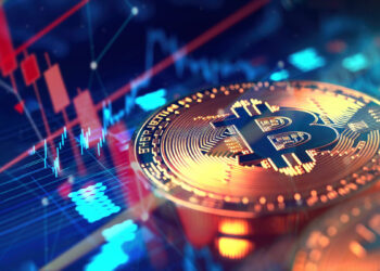 moneda de bitcoin entre graficos de precio
