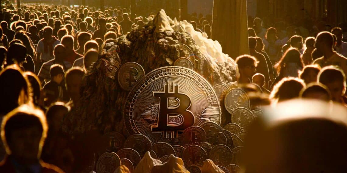 Bitcoin en la multitud.