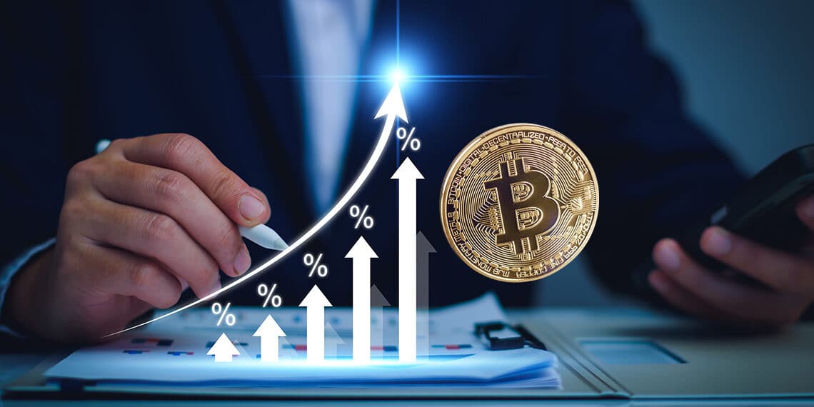 Gráfico de porcentajes en subida junto a bitcoin.