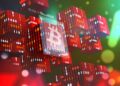 bloques de bitcoin en espera con aviso en el fondo