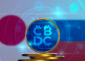 CBDC y banderas de Japón y Rusia.