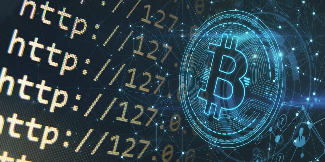 moneda digital de bitcoin junto a direcciones ip