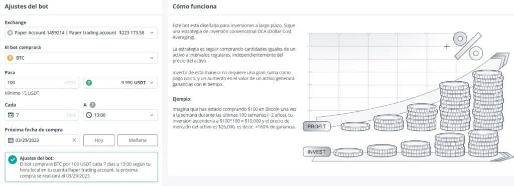 configuración del bot de holding de criptomonedas en 3commas