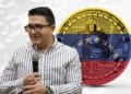 exjefe de Sunacrip, bitcoin con bandera de Venezuela y signos de interrogación detrás.