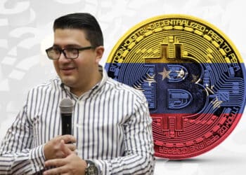 exjefe de Sunacrip, bitcoin con bandera de Venezuela y signos de interrogación detrás.