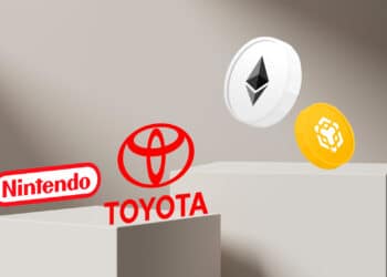 Logo de Nintendo, Toyota y altcoins como ETH y BNB.