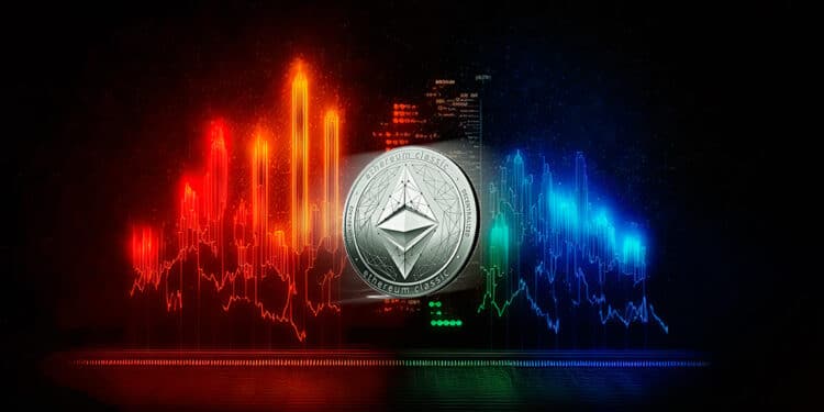 Criptomoneda de Ethereum y velas de precio