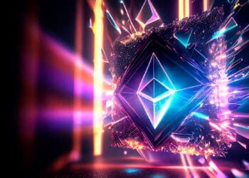 logo de ethereum en bloque digital