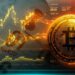 moneda de bitcoin junto a grafico de precio e indicadores de mercado con calendario de marzo superpuesto