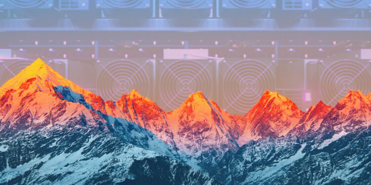 mineros asic de bitcoin detrás de montañas del himalaya