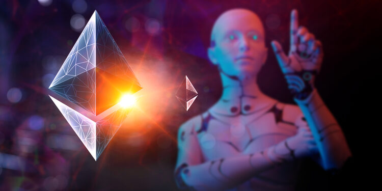 logo de ethereum junto a inteligencia artificial