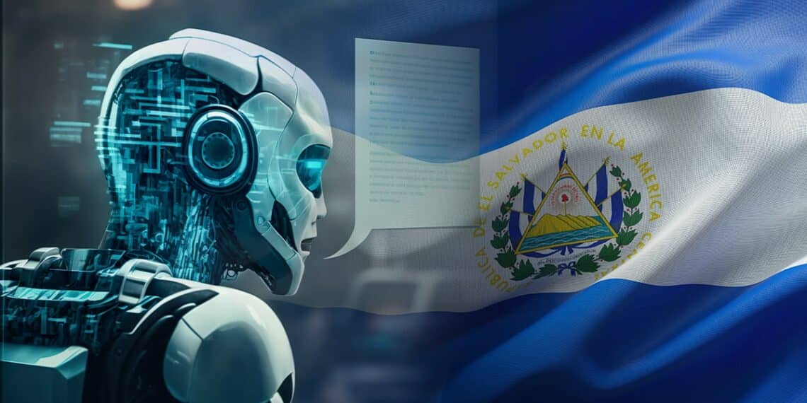 inteigencia artificial junto a bandera de El Salvador