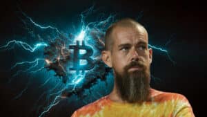 Jack Dorsey junto a bitcoin lightning.