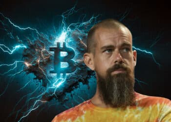 Jack Dorsey junto a bitcoin lightning.