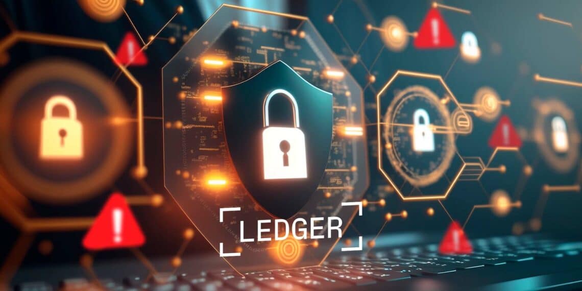 Logo de ledger protegido de los hackeos.