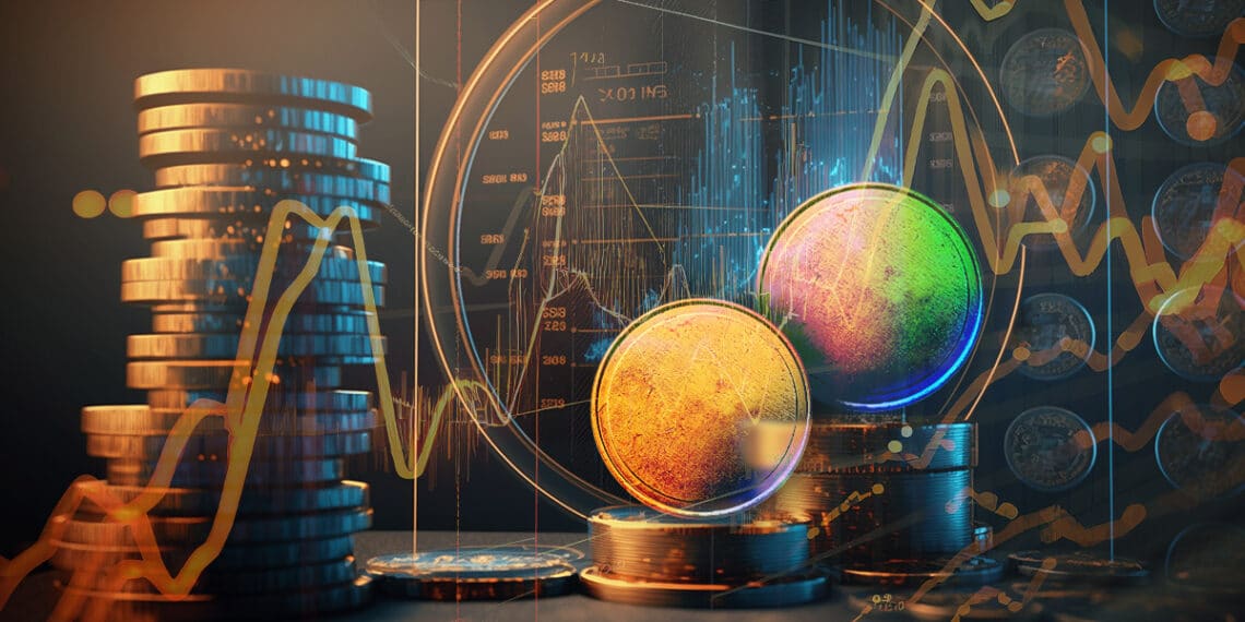 monedas entre graficos de precio mostrando aumento