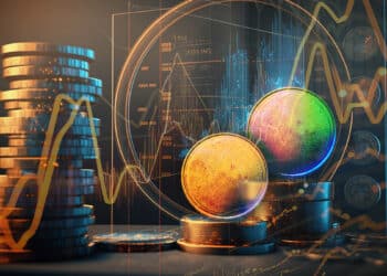 monedas entre graficos de precio mostrando aumento