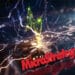 logo de microstrategy con relampago en plataforma de metal conectado por red de relampagos